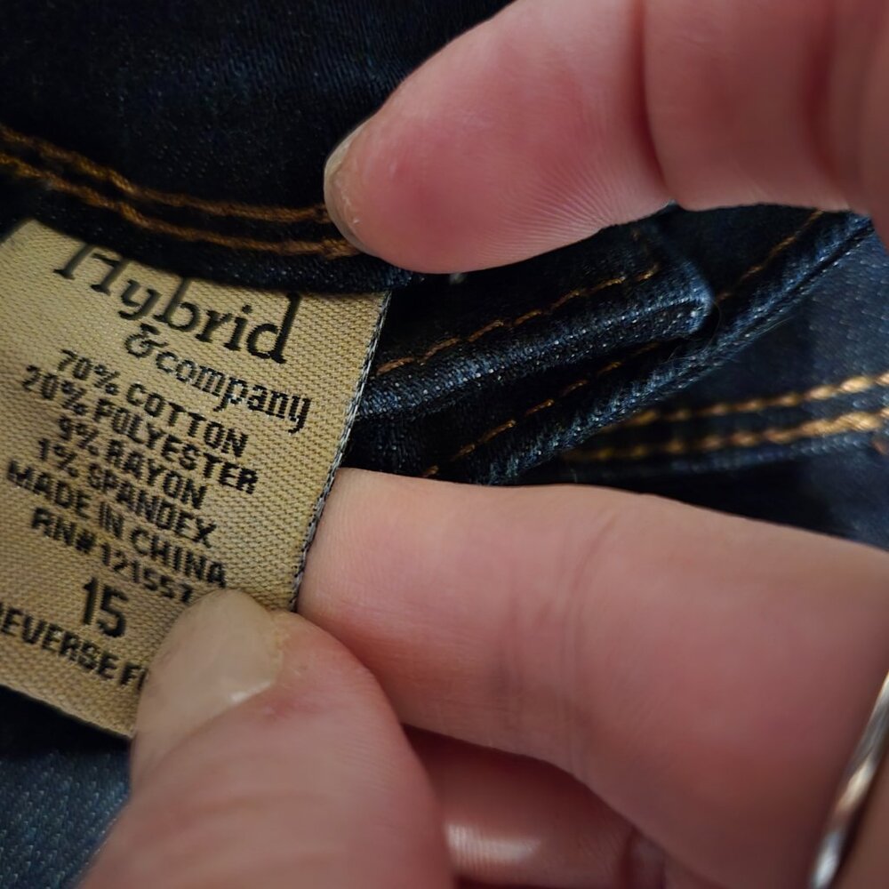 Hybrid & Company Distressed dark blue skinny jeans Size 15 - Picture 6 of 7
